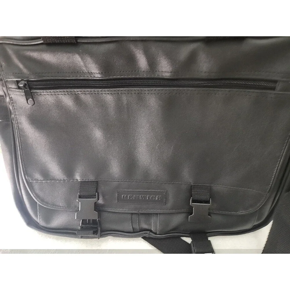 Briefcase Renwick Soft Black Leather Laptop Messenger Bag Case Storage Straps